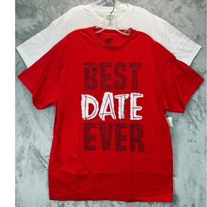 Mad Engine Mens Valentines Day Graphic T-Shirt 2 Pack Red White‎ Large NWT